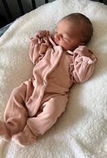 Velvet Baby suit with Ruffles Blush pink