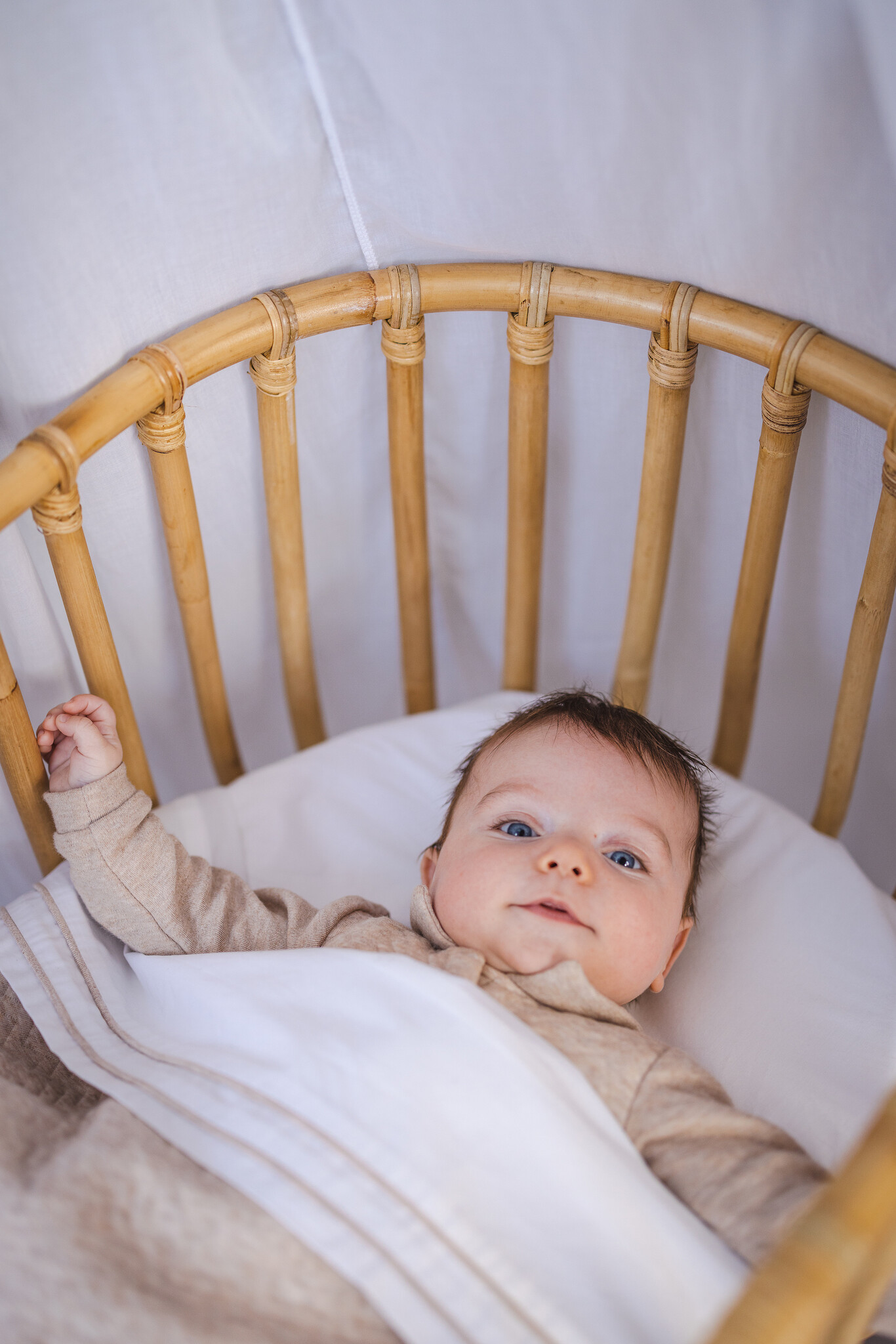 Crib blanket lined Chevron Light Camel