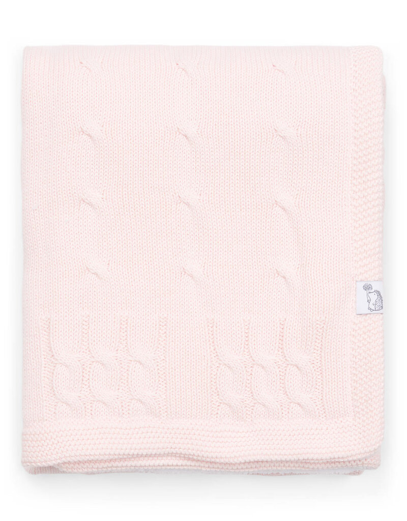 Knitted Baby Crib Blanked lined with fleece 80x100cm Soft Pink