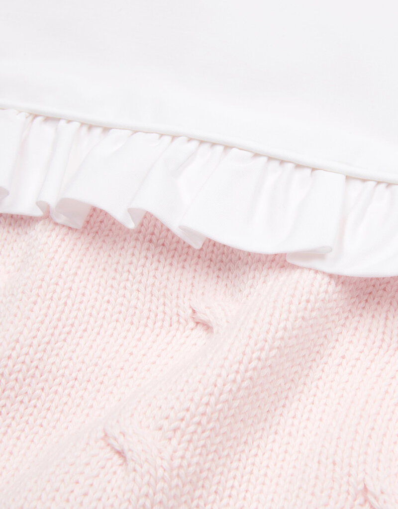 Knitted Baby Crib Blanked lined with fleece 80x100cm Soft Pink