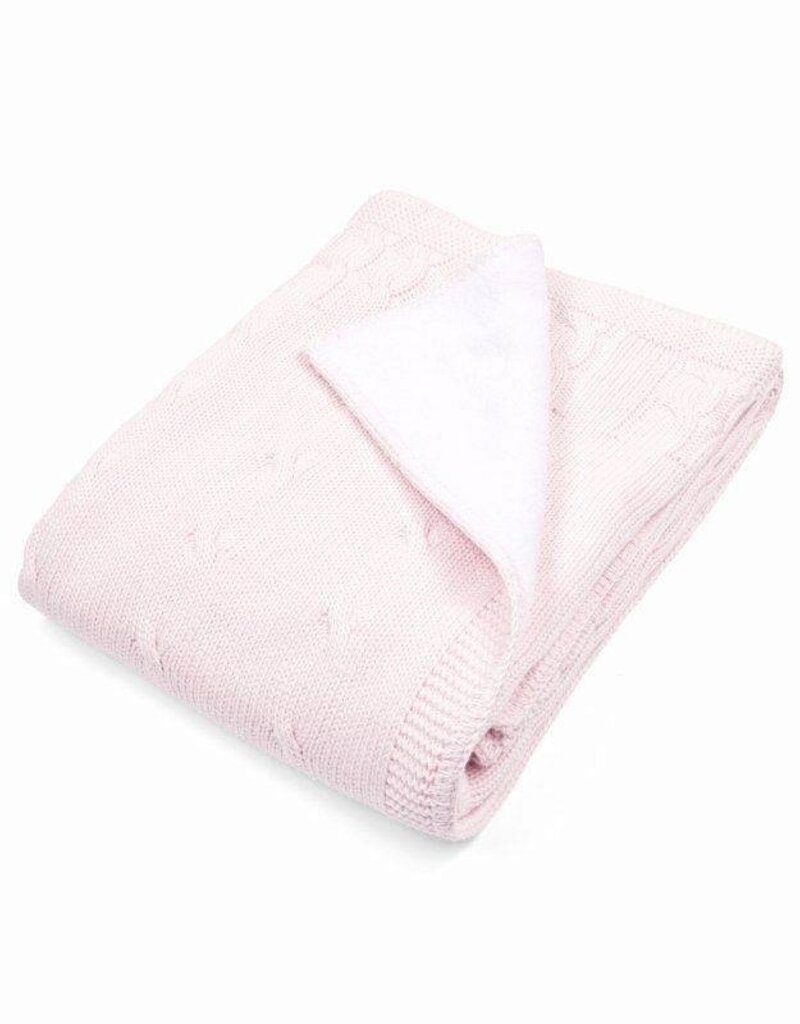 Cot blanket lined with teddy Soft Pink