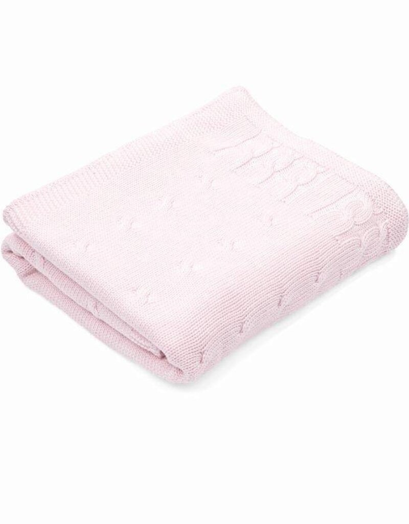 Cot blanket lined with teddy Soft Pink