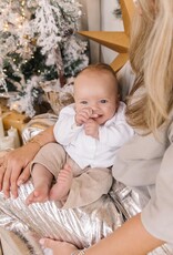 Ensemble bébé 2 pièces chemise blanc avec pantalon camel