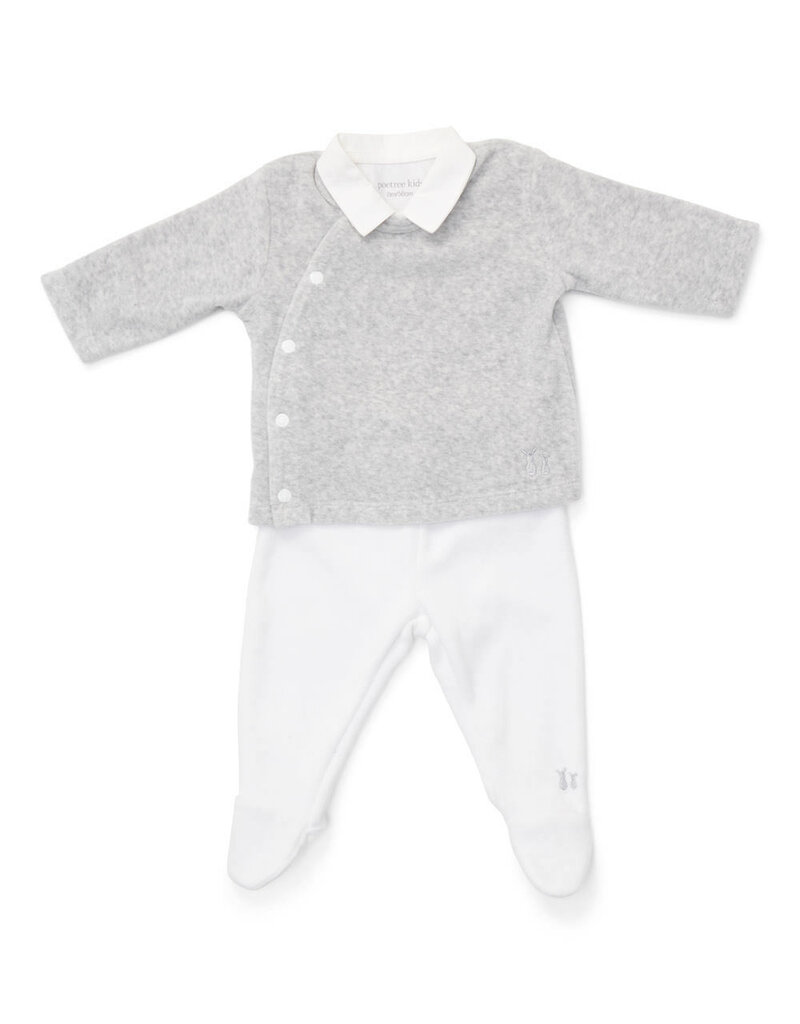 James Lange mouw body/romper met poplin kraagje