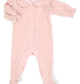 Velvet Baby suit with Ruffles Blush pink