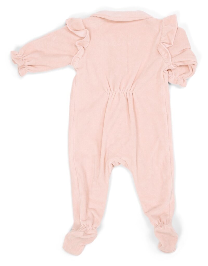 Velvet Baby suit with Ruffles Blush pink