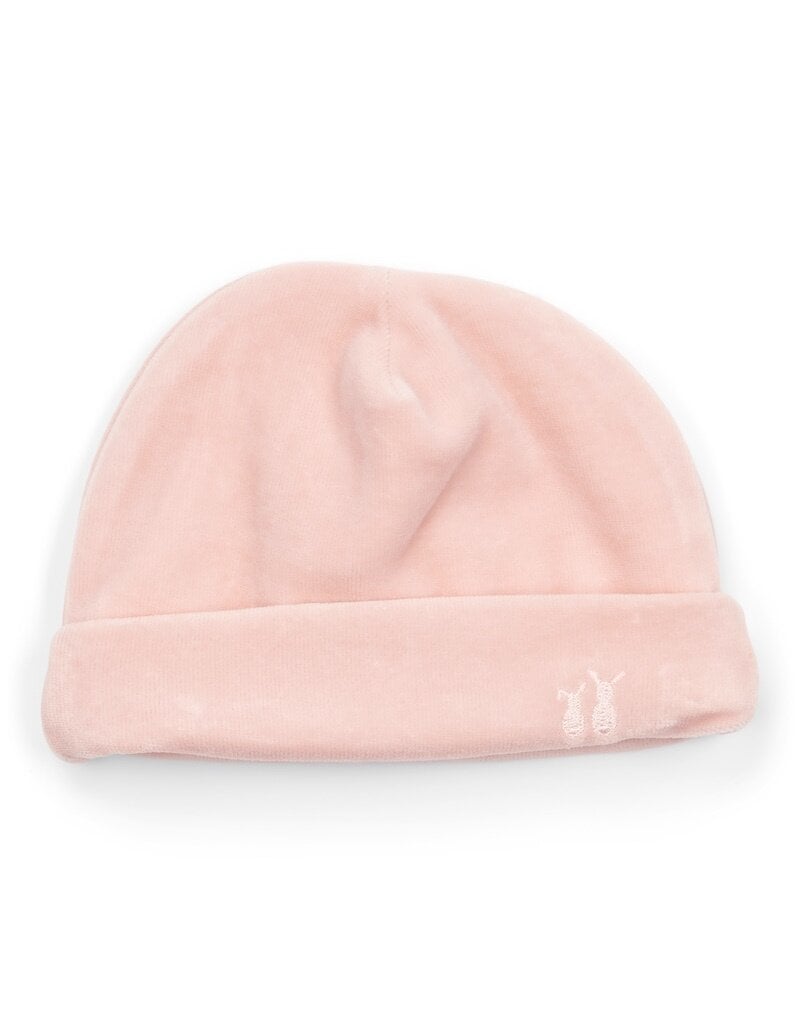 Velvet baby hat blush pink