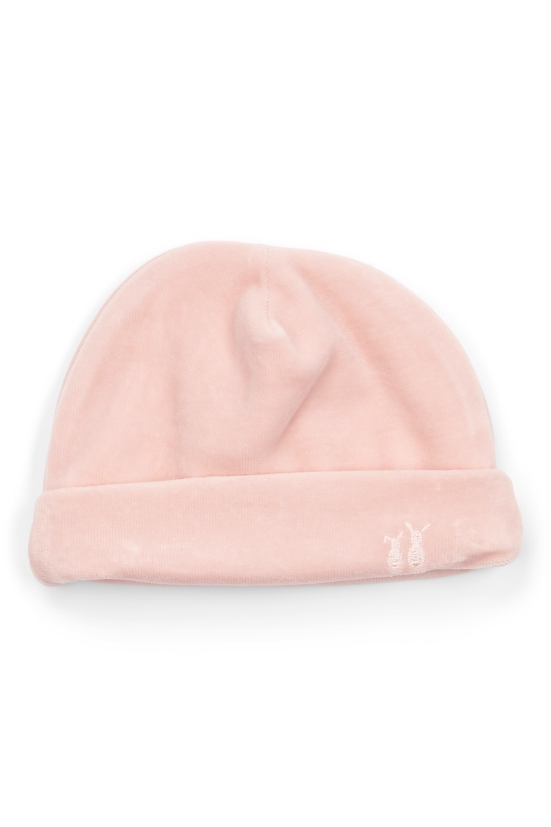 Bonnet bébé velours blush pink