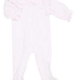 Velvet Baby suit with Ruffles Soft Pink