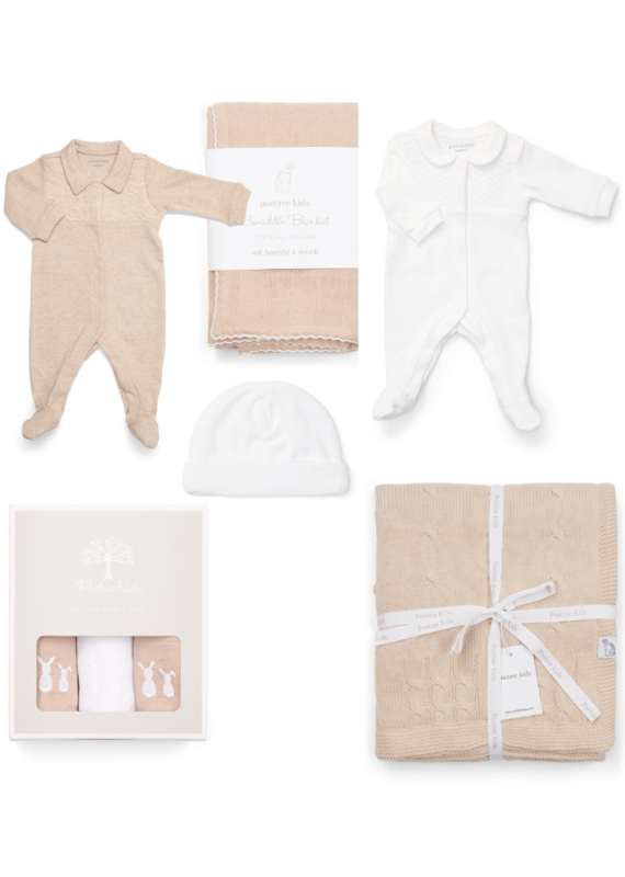 Gift set Chevron White & Light Camel