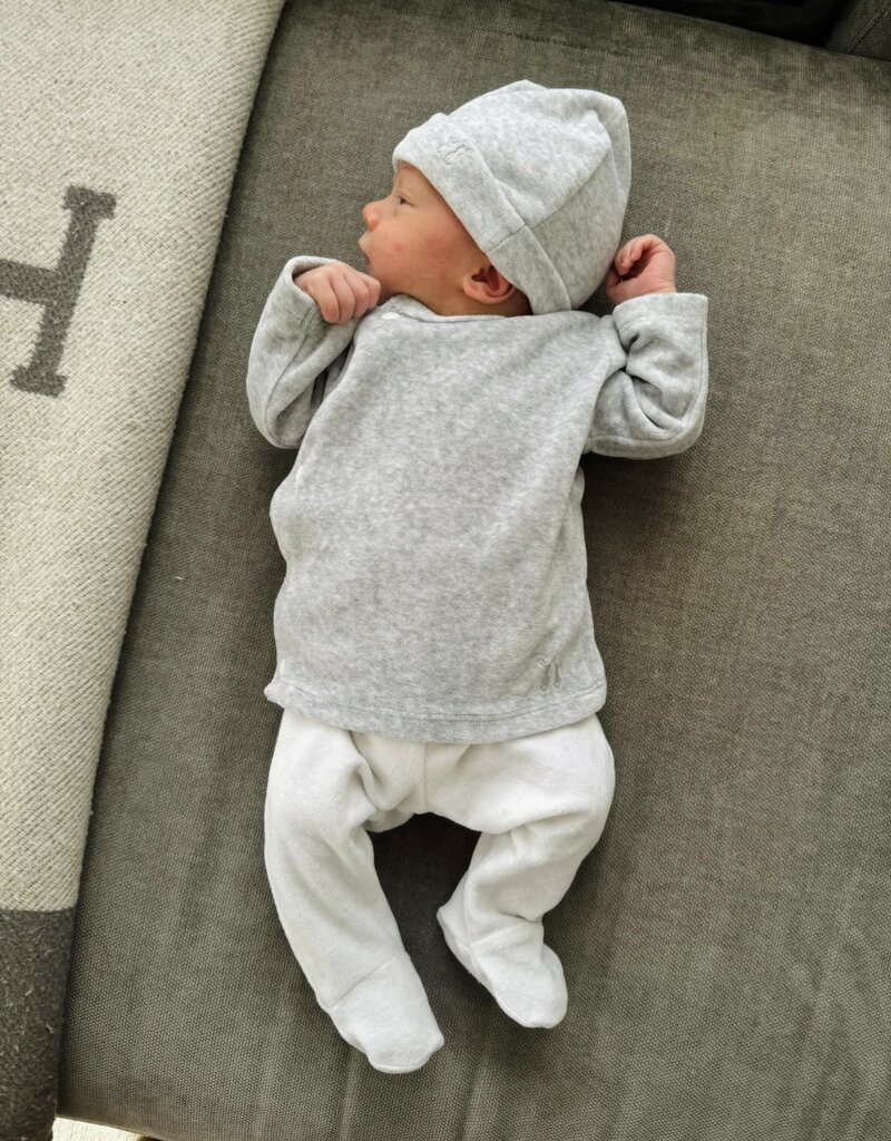 Velvet baby hat grey melange