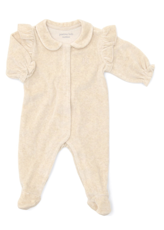 Babypakje velours Sand met ruffles