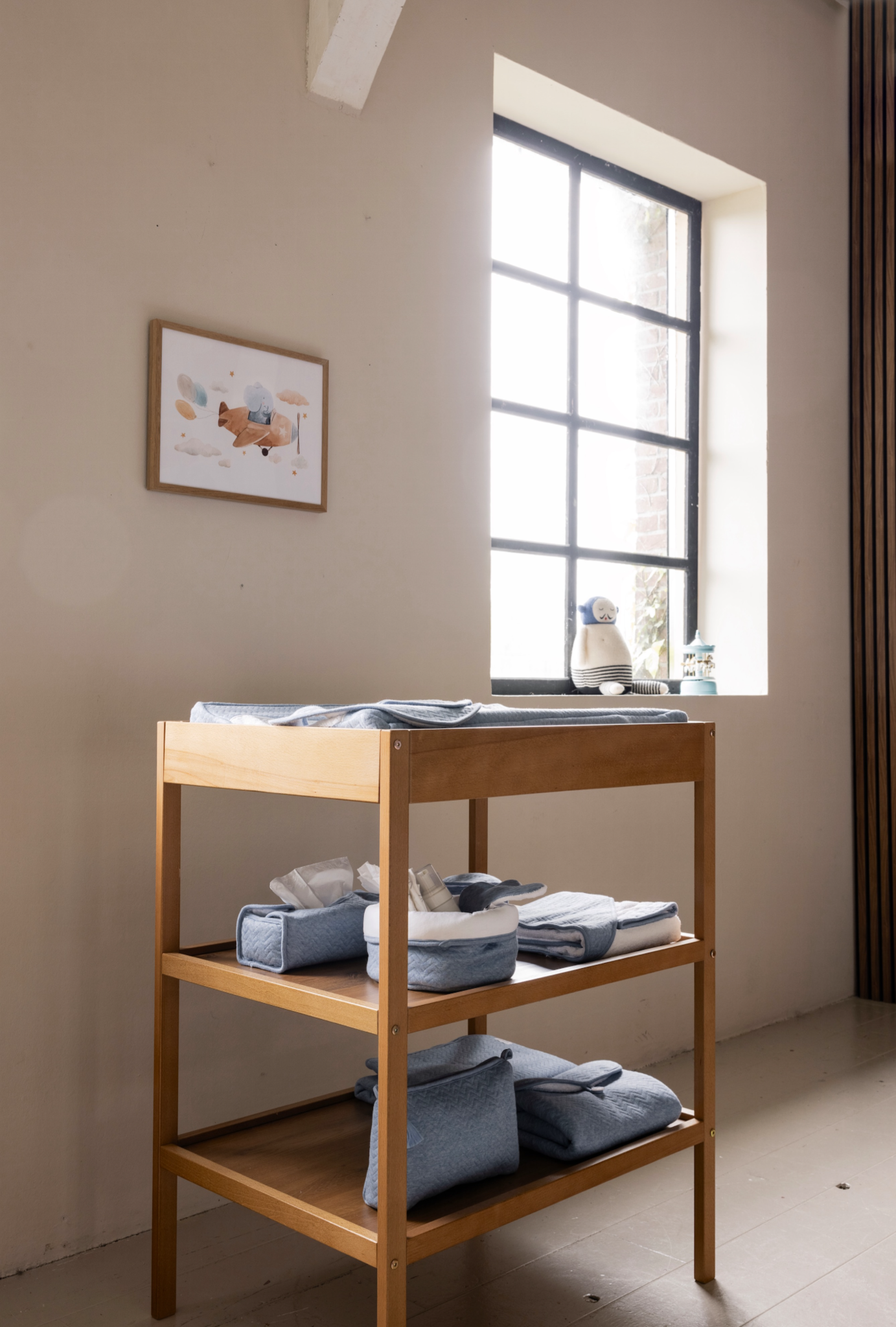 Housse boîte à mouchoirs Chevron Denim Blue