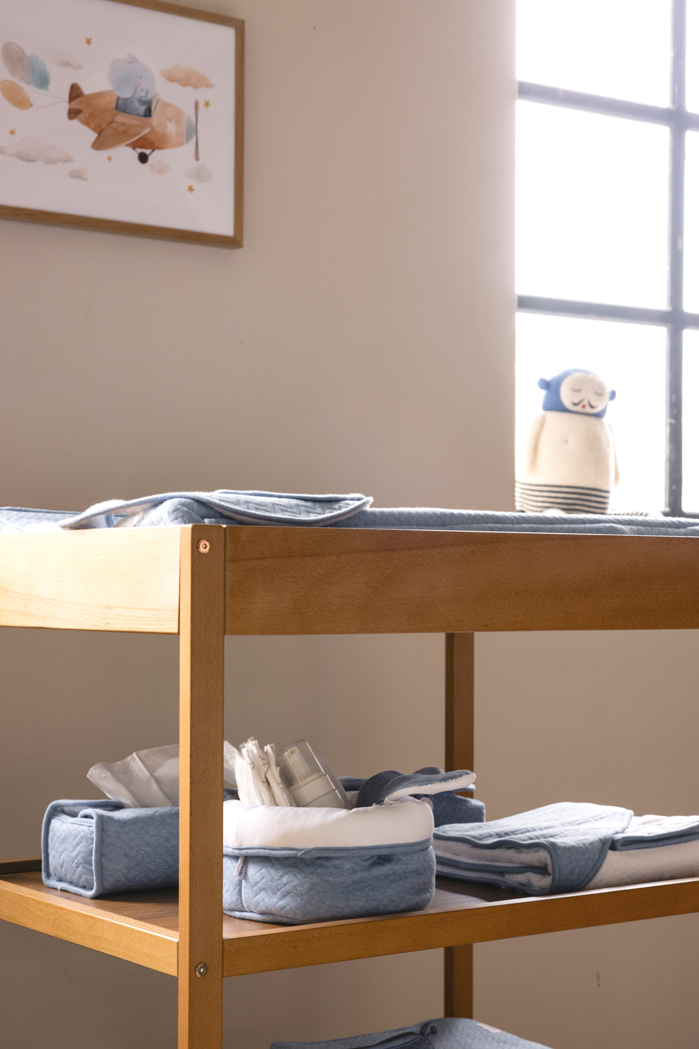 Housse boîte à mouchoirs Chevron Denim Blue