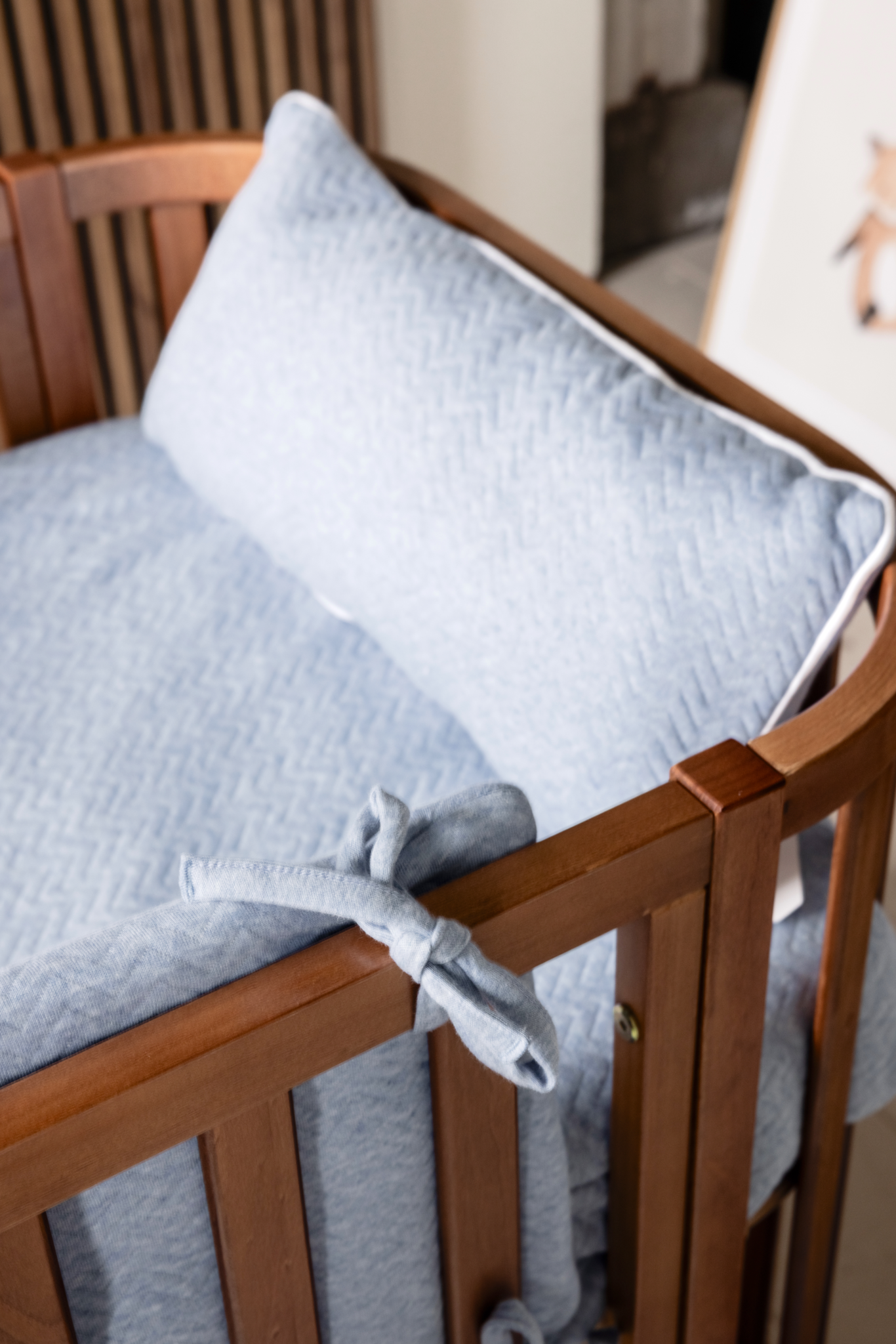 Cot Bumper Chevron Denim Blue