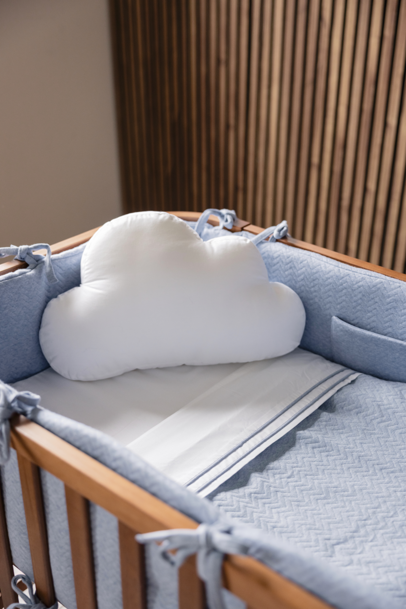 Cot Bumper Chevron Denim Blue