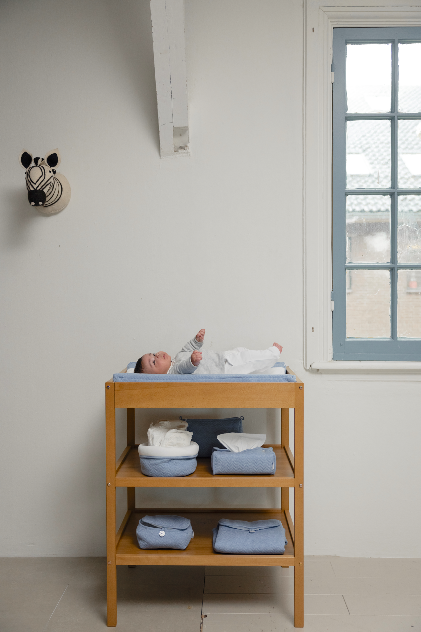 Housse boîte à mouchoirs Chevron Denim Blue