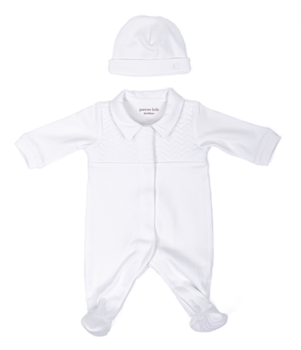 Ensemble-cadeau Chevron White avec bleu tendre