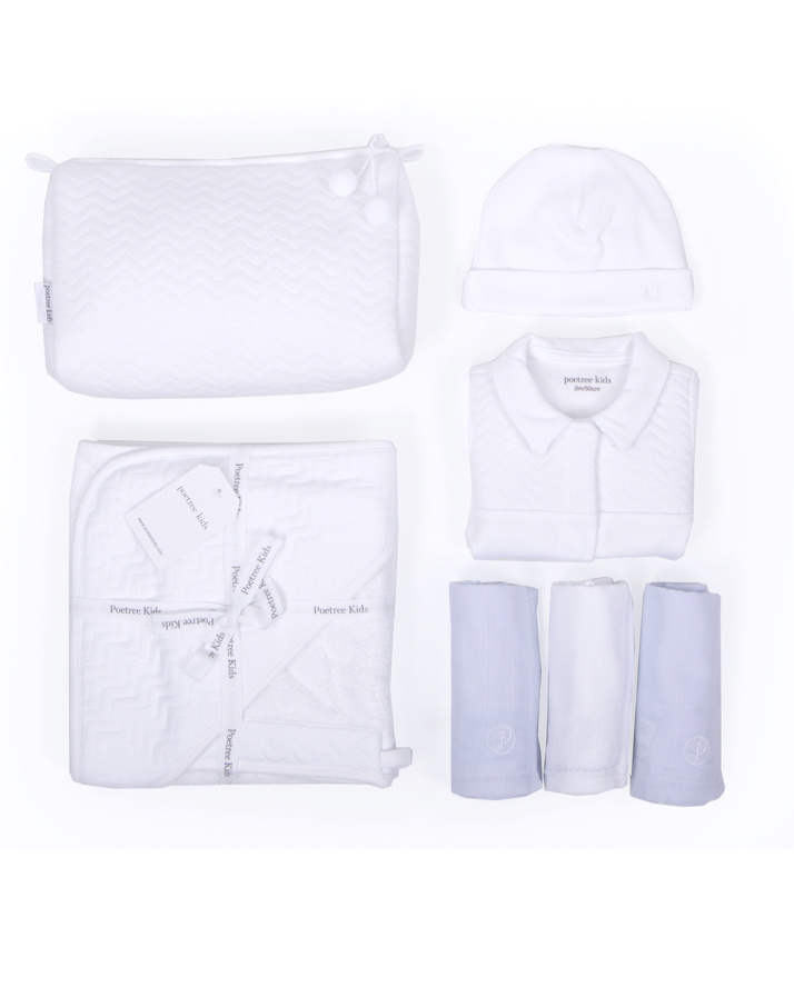 Ensemble-cadeau Chevron White avec blue clair