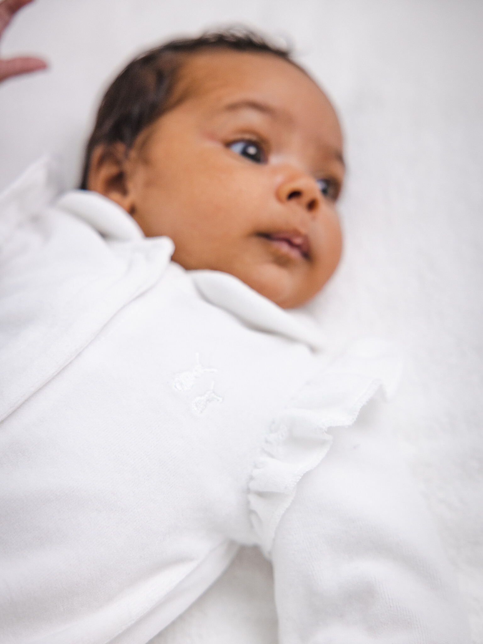 Velvet Baby suit with Ruffles White