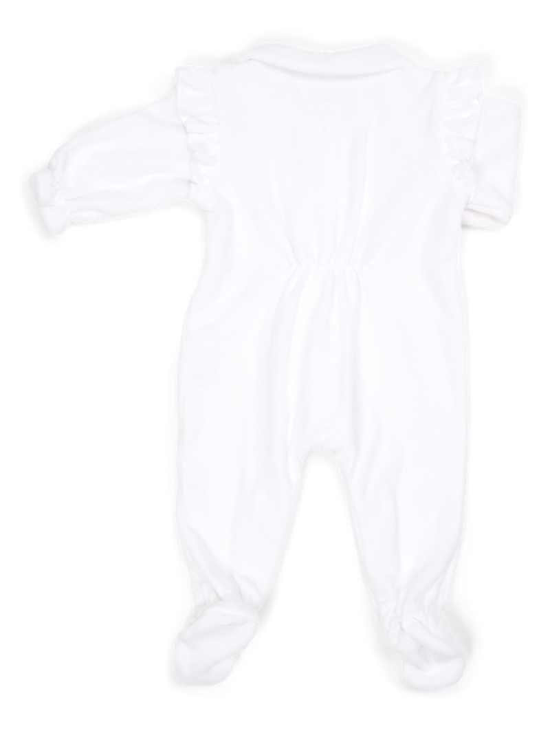 Velvet Baby suit with Ruffles White