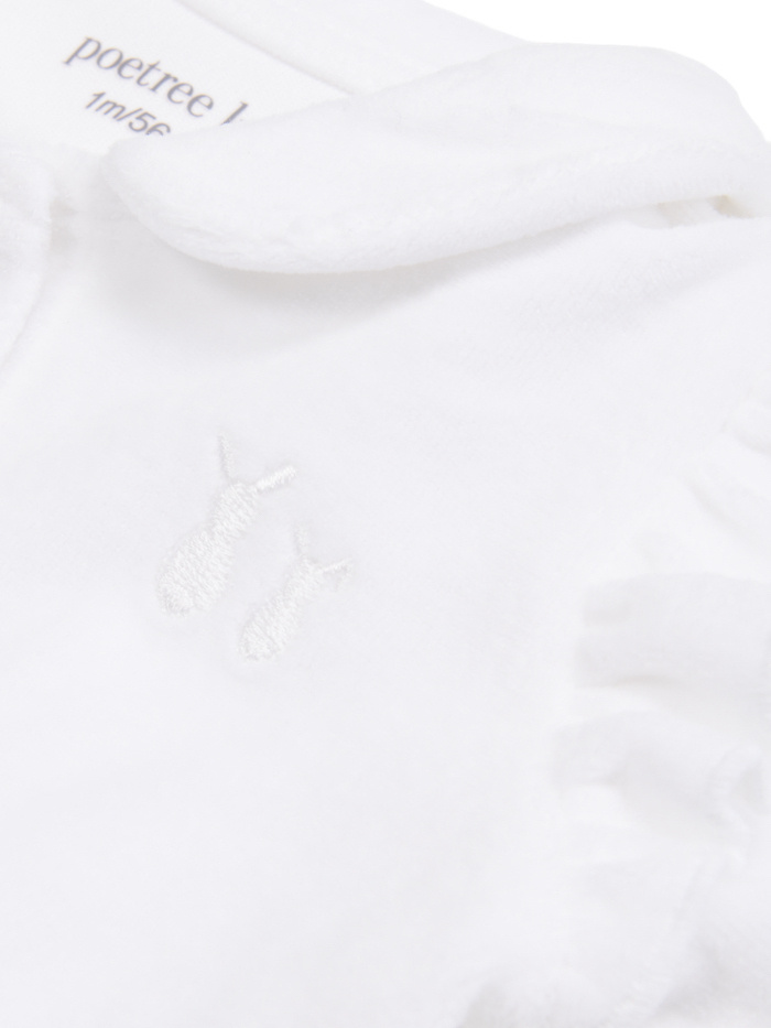 Velvet Baby suit with Ruffles White