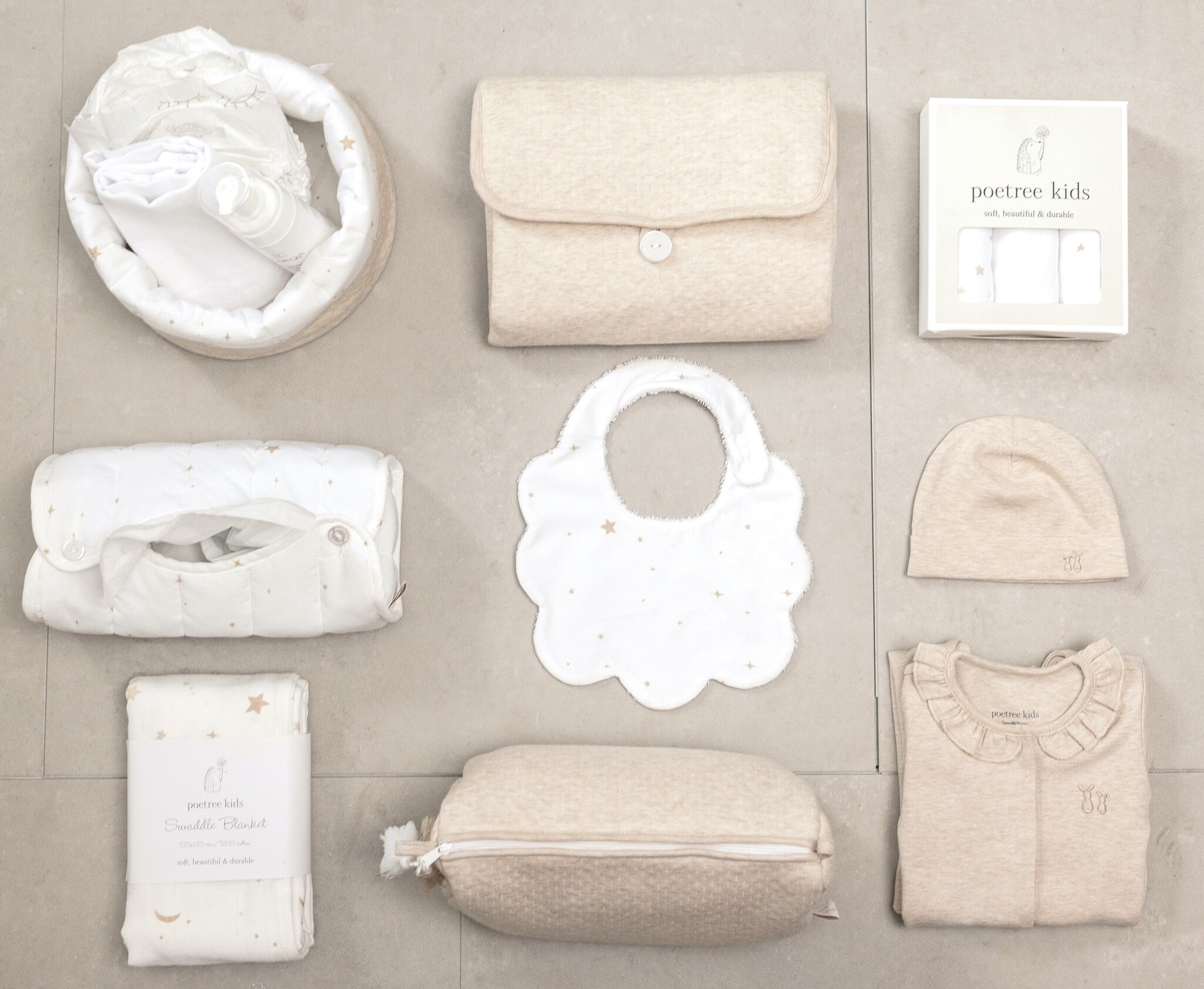 New Born bib printed star Étoile Sand