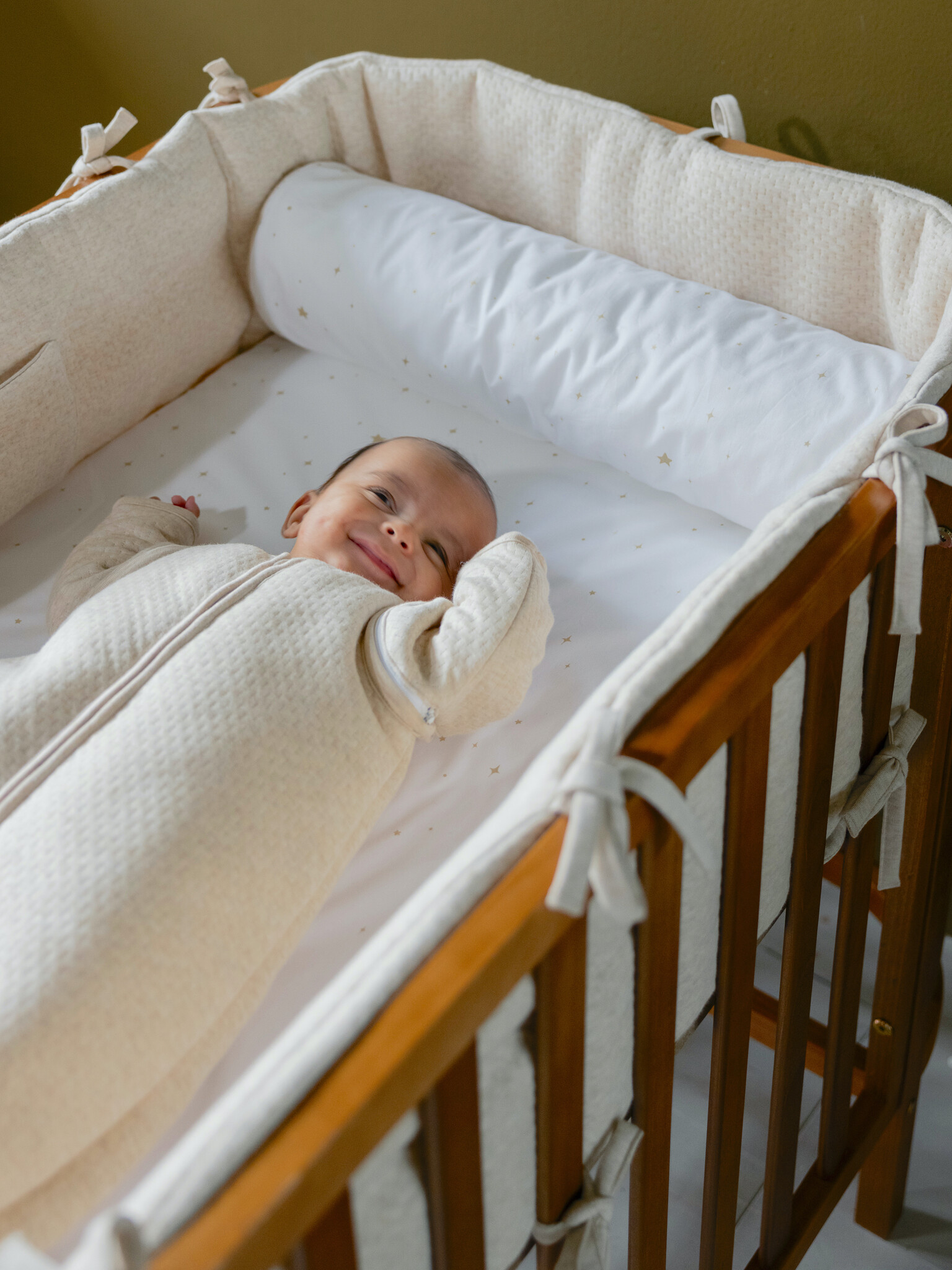 Poplin Fitted Sheet Étoile Sand 70x140 cm