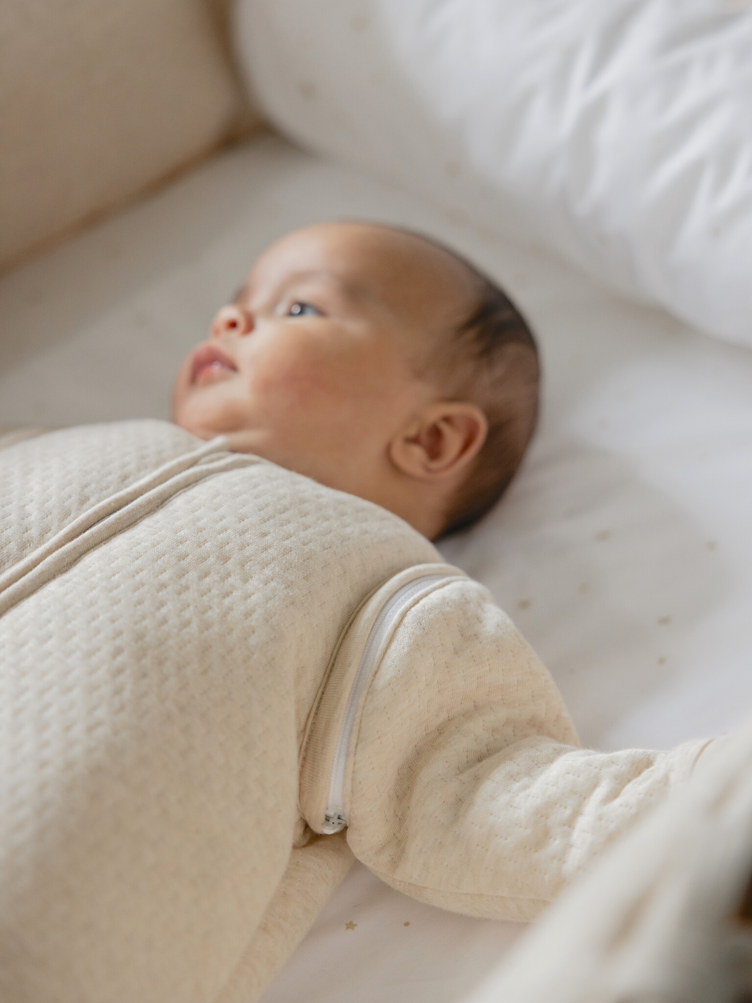 Poplin Fitted Sheet Étoile Sand 70x140 cm