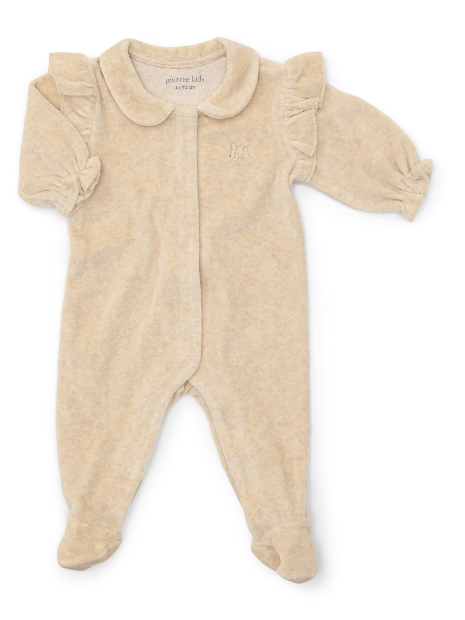 Babypakje velours Sand met ruffles