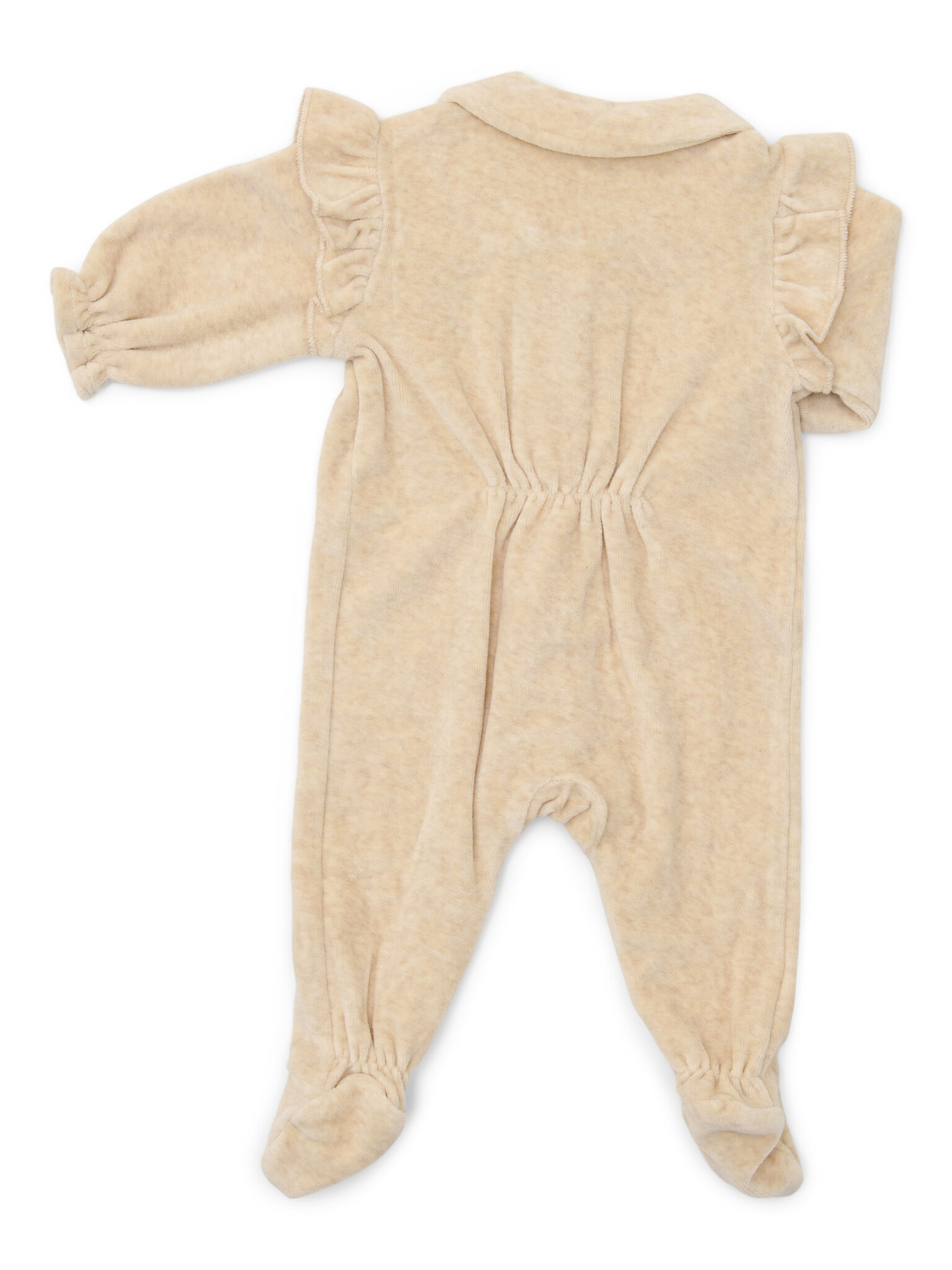 Babypakje velours Sand met ruffles