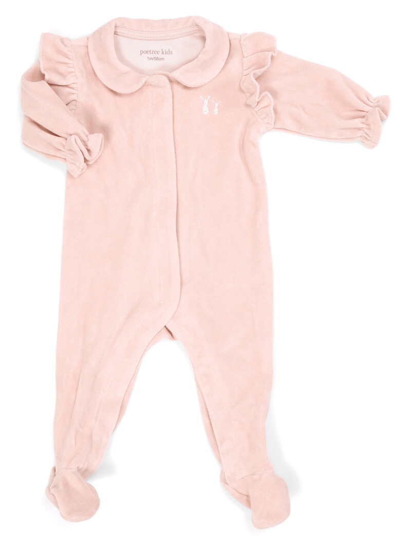 Babypakje Velours met Ruffles Blush pink