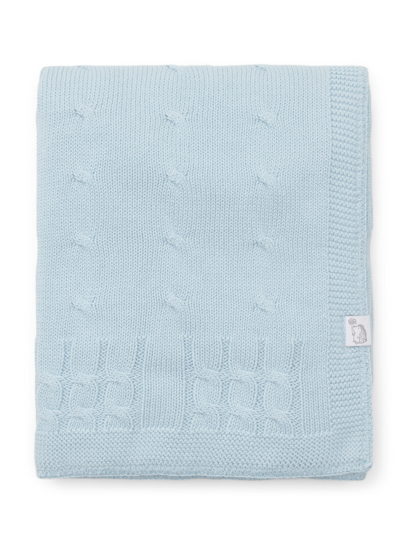Knitted Baby Crib Blanked Chamonix lined with fleece 80x100cm Light Blue
