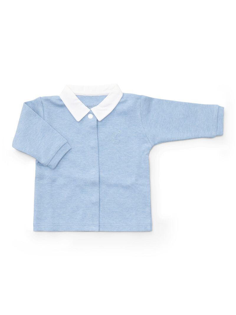 Ensemble bébé 2 pièces chemise bleu jean avec pantalon blanc