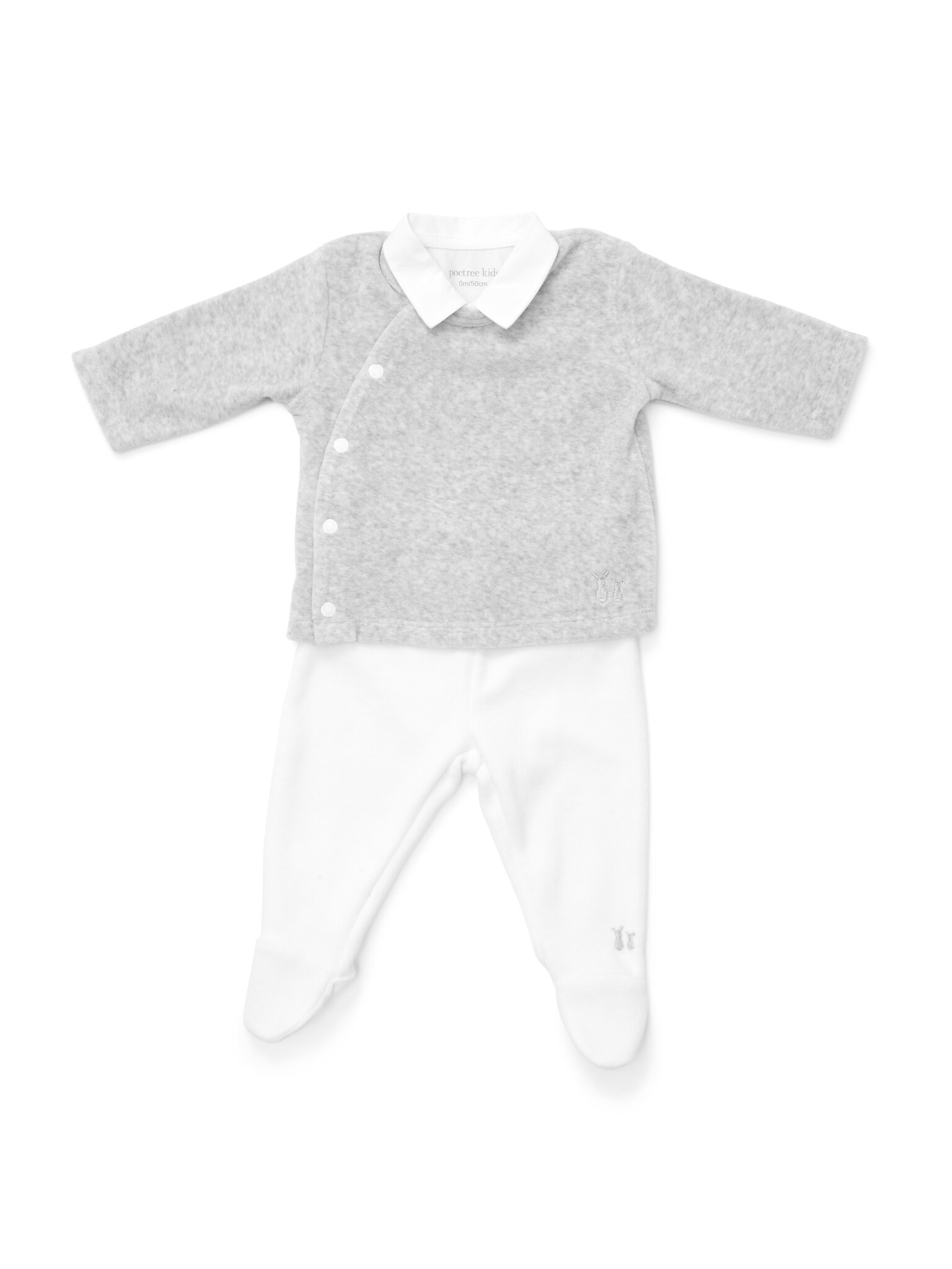 James Long sleeve body/romper with poplin collar and cuffs