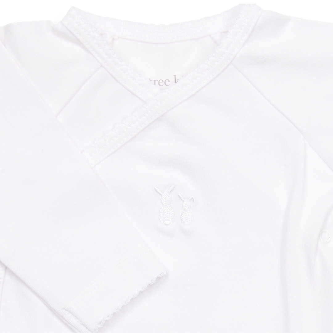 Poetree Kids Jules body/romper baby long sleeve with wrap around in White