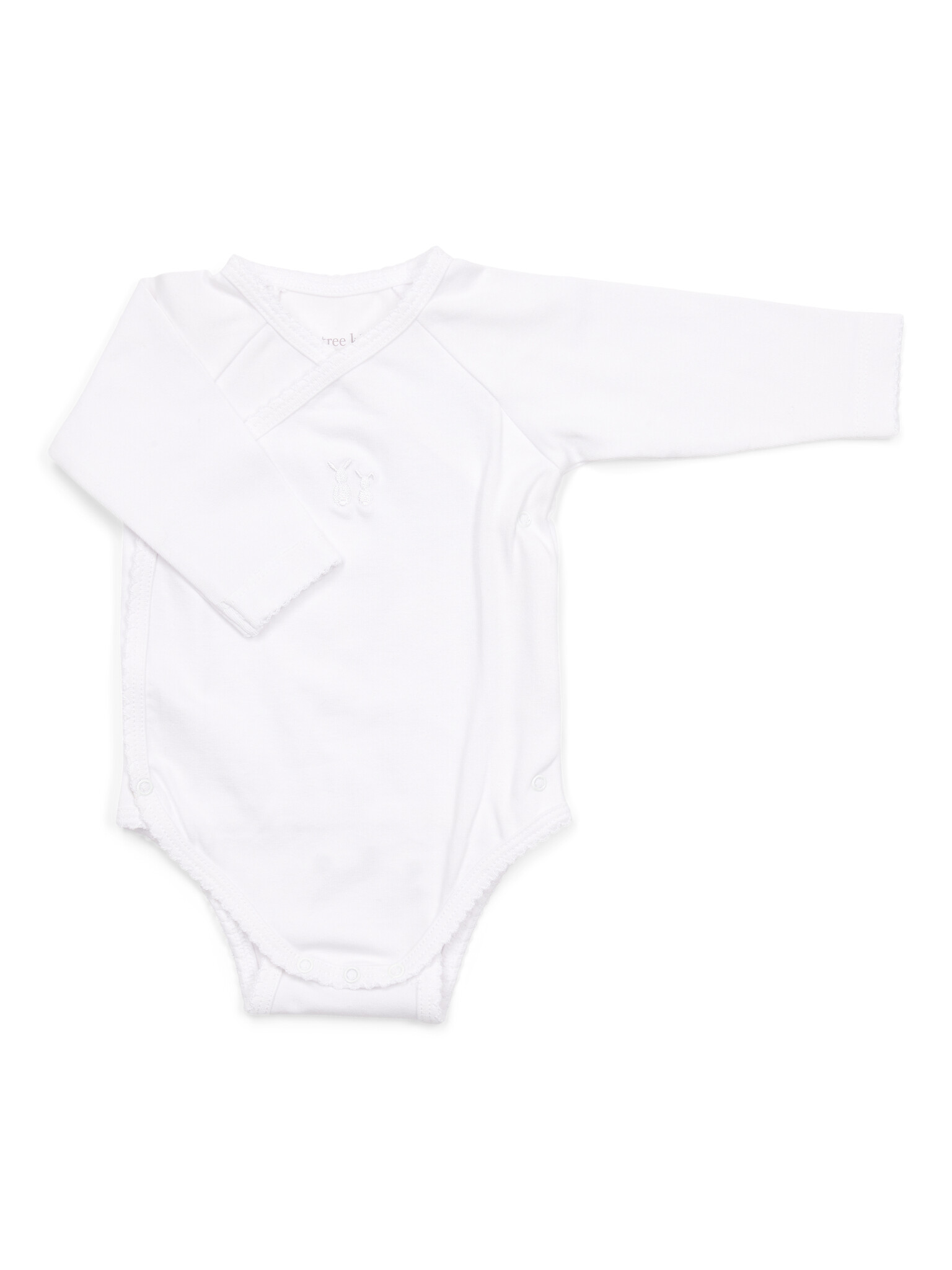 Poetree Kids Jules body/romper baby long sleeve with wrap around in White