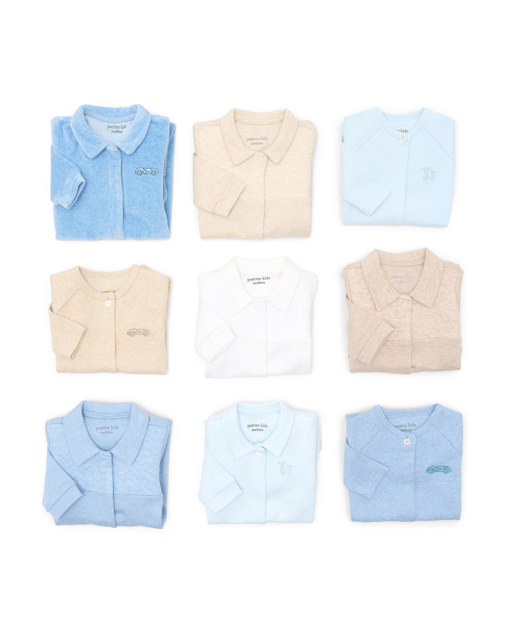 Ollie babysuit 2x2 rib Baby Blue