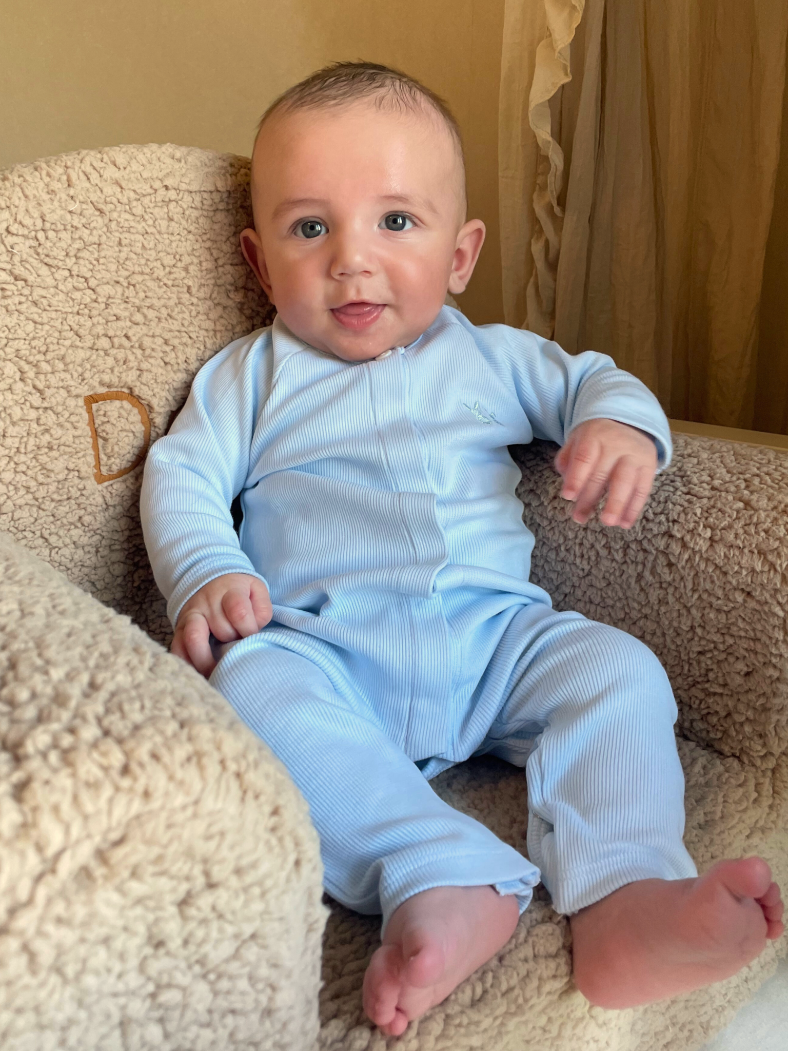 Ollie babysuit 2x2 rib Baby Blue