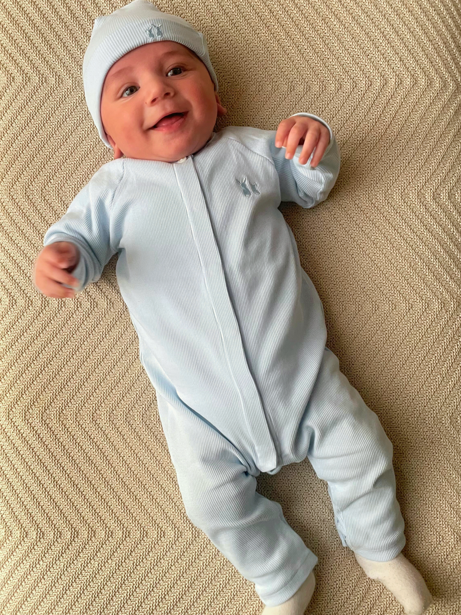 Baby hat Ollie 2x2 rib Baby Blue