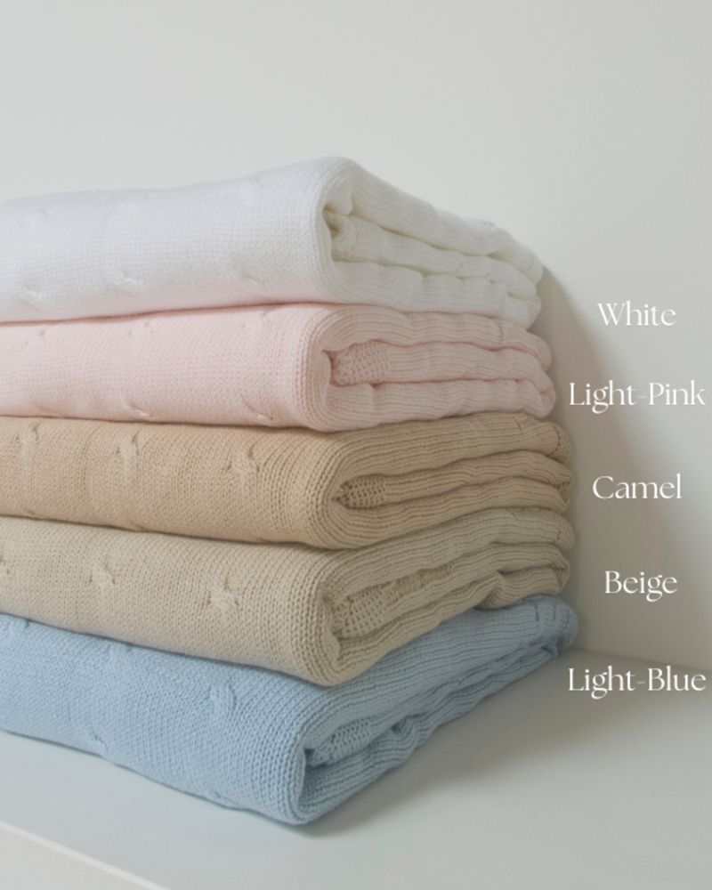 Knitted Baby Crib Blanked Chamonix lined with fleece 80x100cm Light Blue