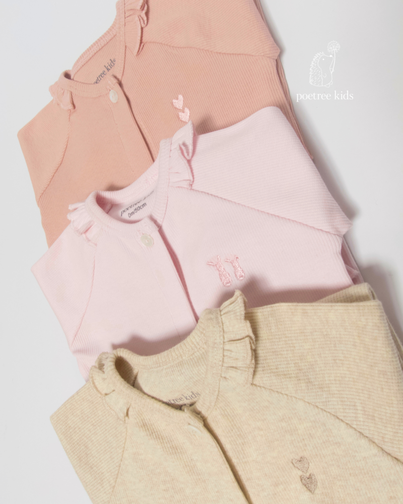Olivia babysuit 2x2 rib Soft Pink