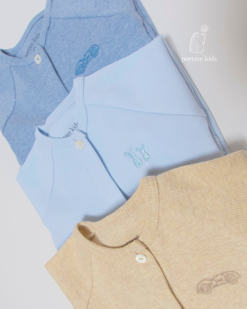 Poetree Kids Combinaison bébé Ollie côte 2x2 bleu jeans