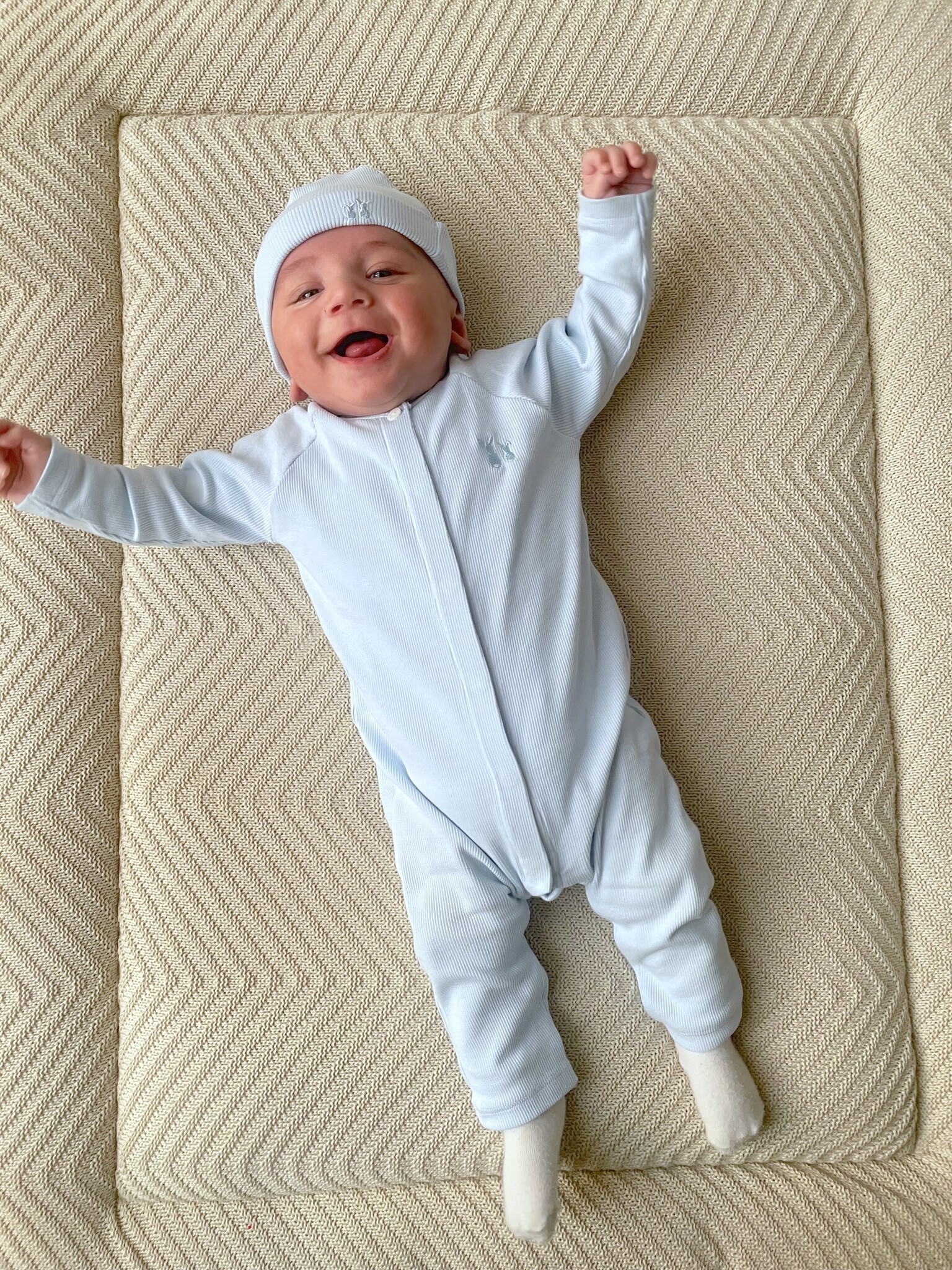 Ollie babysuit 2x2 rib Baby Blue