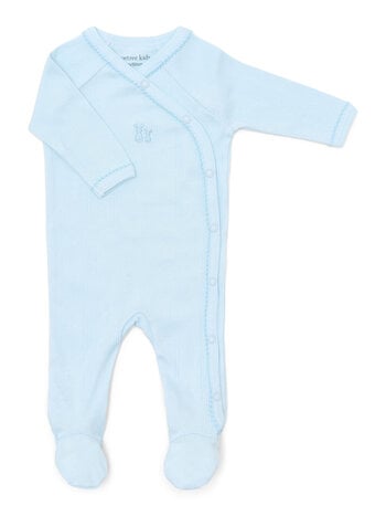 Teddy newborn babypakje rib Baby-Blue