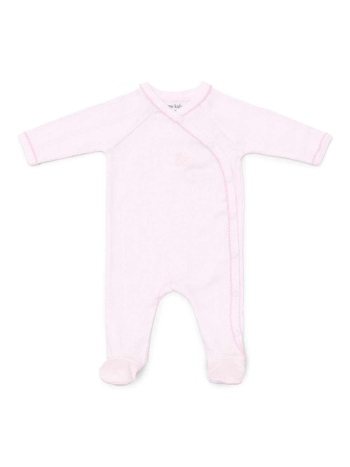 Combinaison bébé nouveau-né Teddy côtelée rose pâle