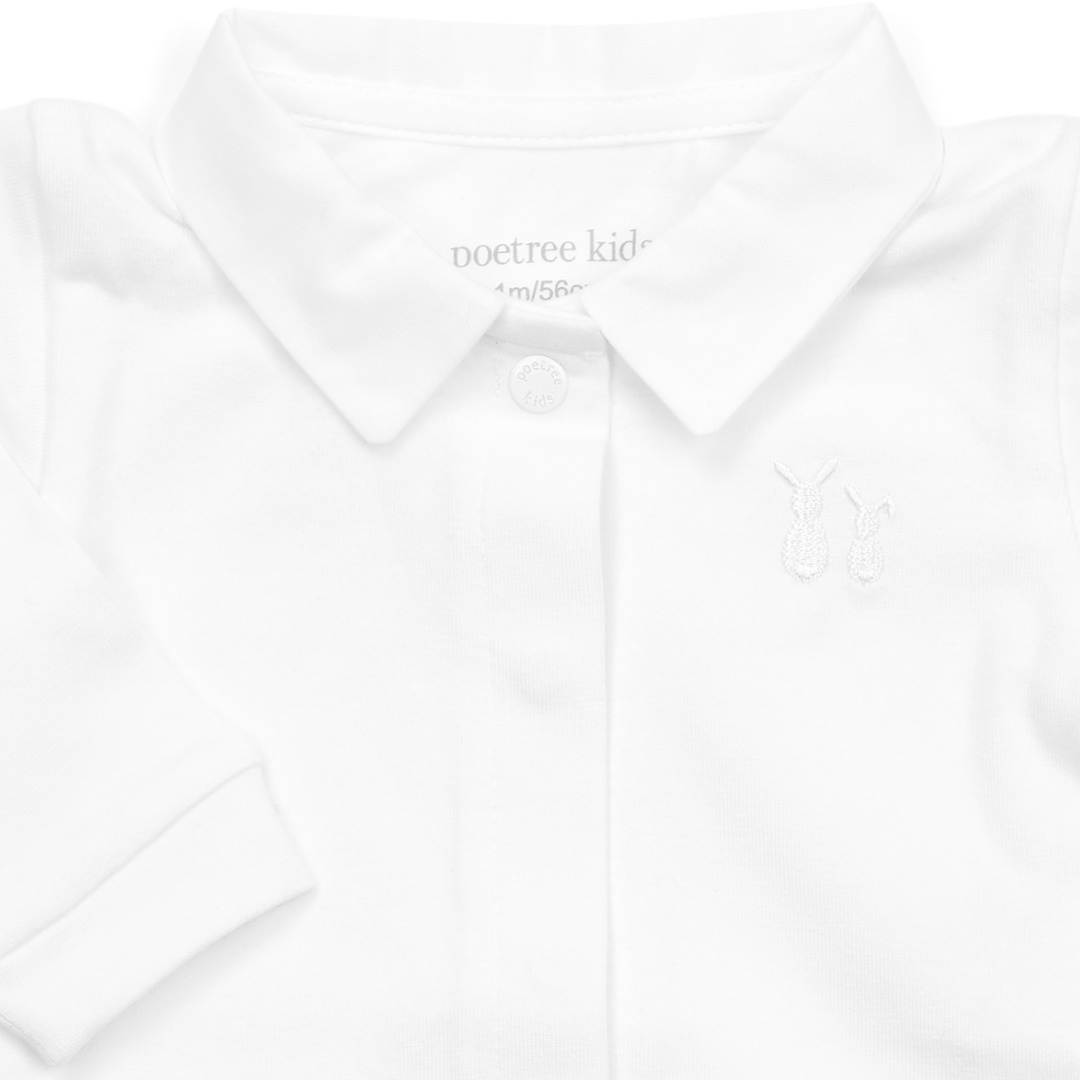 James Lange mouw body/romper met poplin kraagje