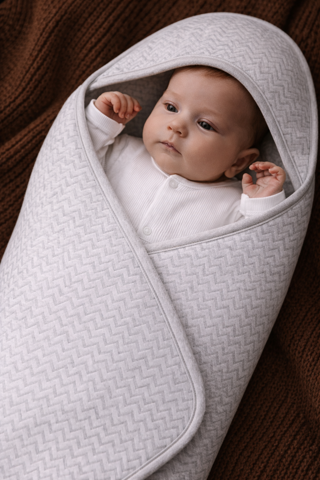 Couverture enveloppante Chevron Light Grey Melange