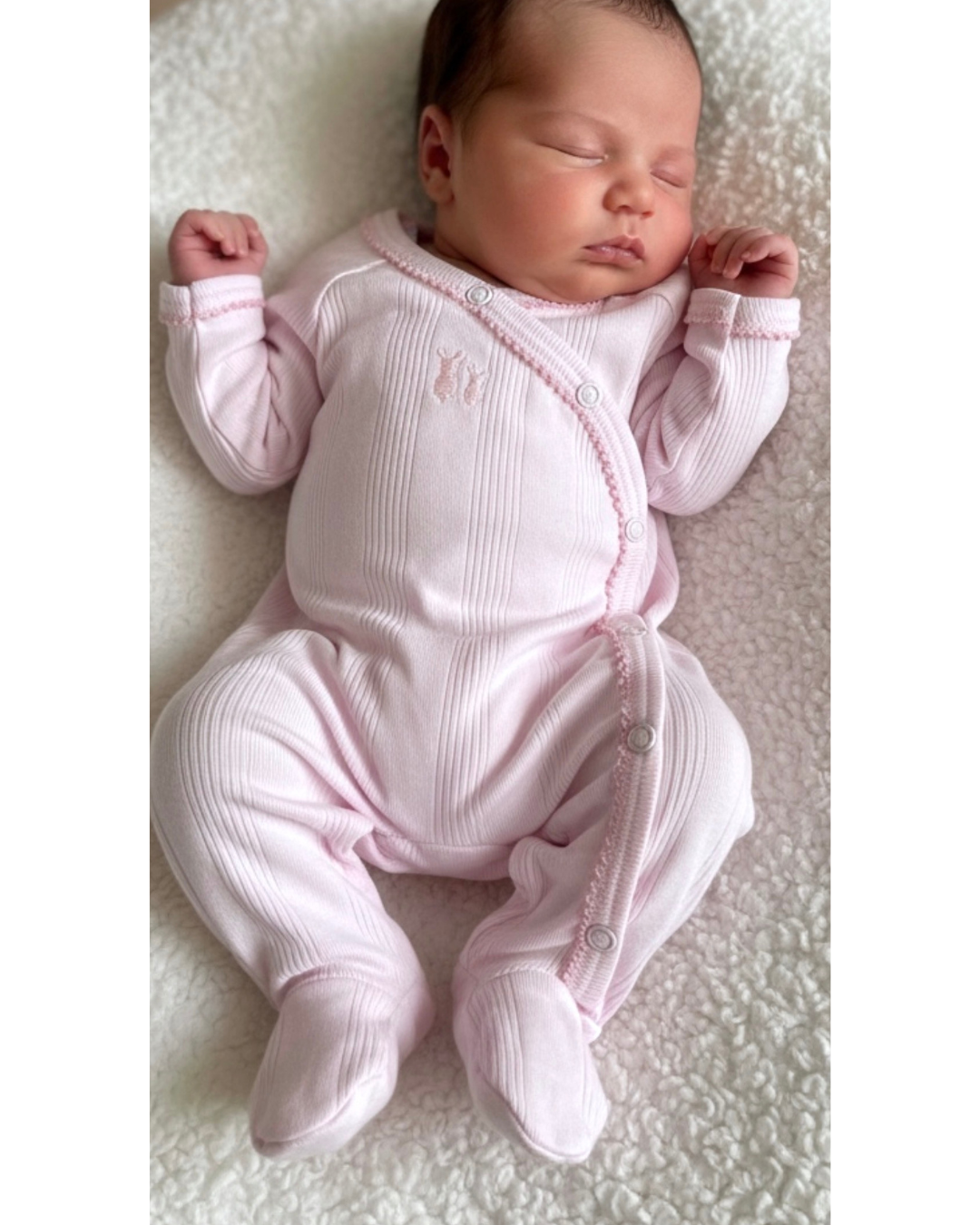 Teddy new born babypakje rib Soft-Pink