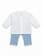 2 - Delige baby set wit shirt met denim blue broekje